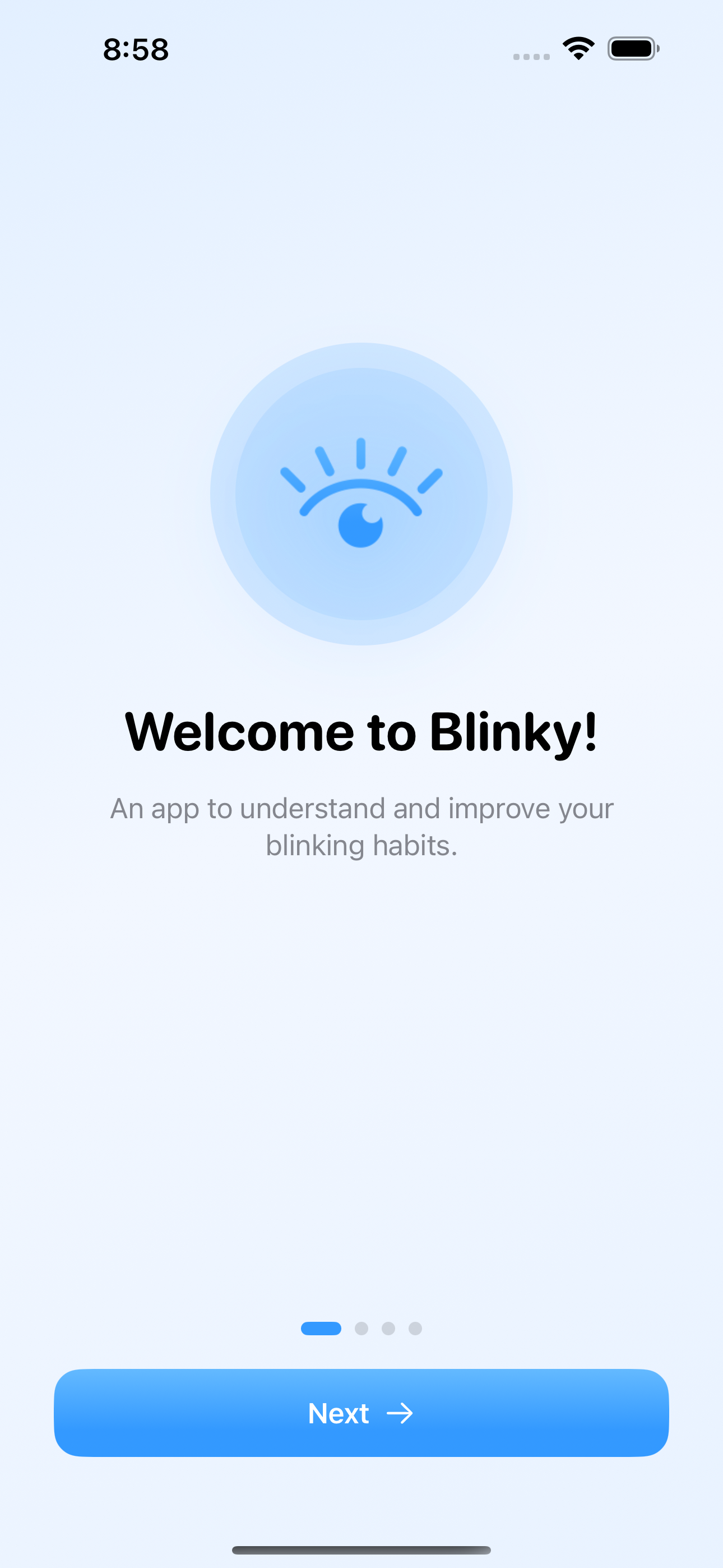 Blinky welcome screen